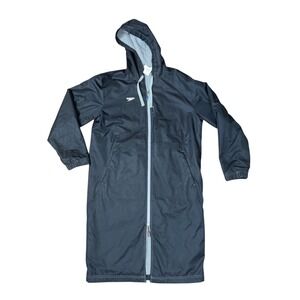 Speedo Black Lined Full Zip Hooded Swim Parka Robe Jacket XS